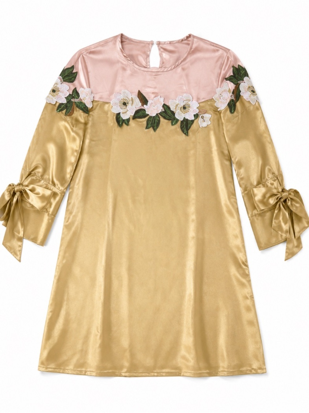 🆕 Ursime • Rose Gold • Satin • Floral • Embroidered • Dress